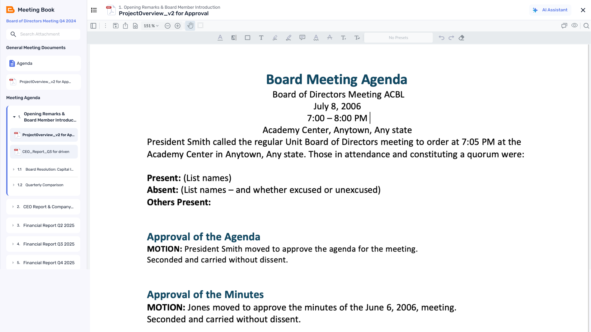 Meeting book